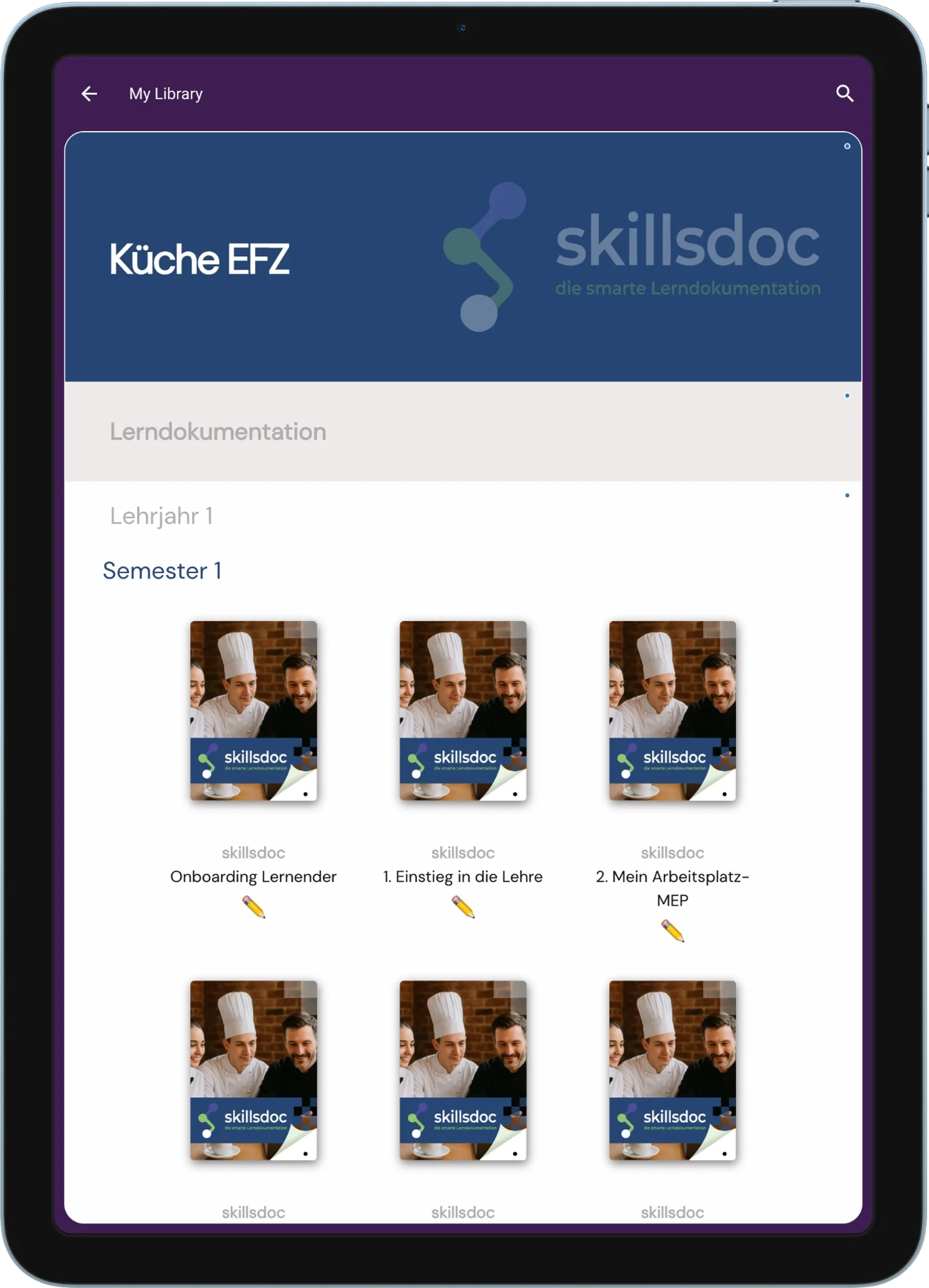 skillsdoc Lerndokumentation auf einem Tablet
